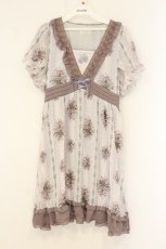 画像1: axes femme / ブーケ×ストライプワンピース M グレー×モカ O-26-07-10-005-AX-OP-IG-OS (1)