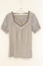 画像1: axes femme / デザイン袖半袖インナーPO  グレー O-26-07-10-045-AX-TO-IG-OS (1)