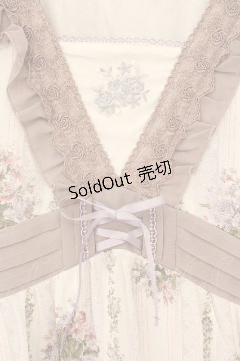 画像2: axes femme / ブーケ×ストライプワンピース M グレー×モカ O-26-07-10-005-AX-OP-IG-OS (2)