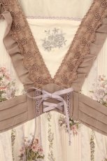 画像2: axes femme / ブーケ×ストライプワンピース M グレー×モカ O-26-07-10-005-AX-OP-IG-OS (2)