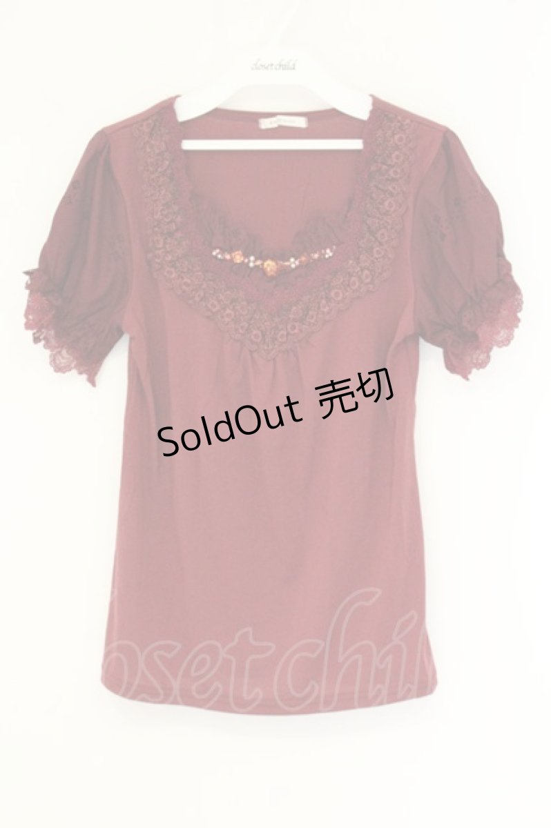 画像1: axes femme / デザイン袖半袖インナーPO M ワイン O-26-07-10-049-AX-TO-IG-OS (1)