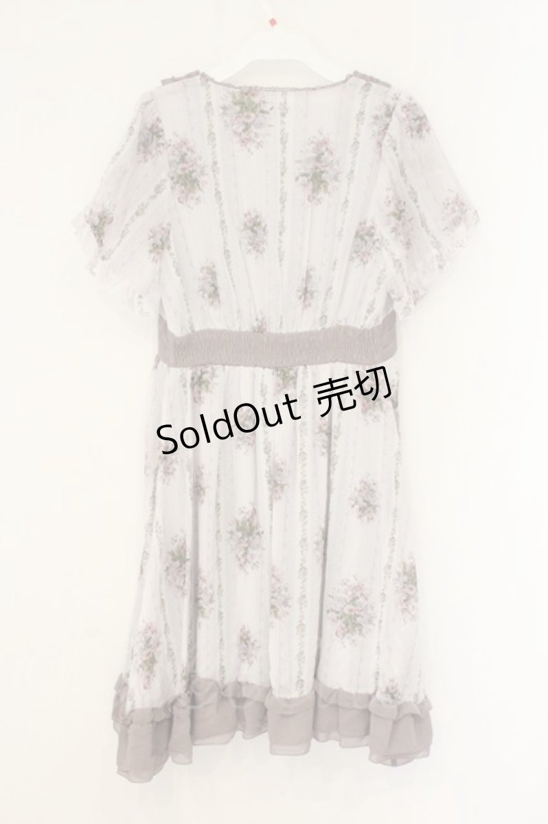画像3: axes femme / ブーケ×ストライプワンピース M グレー×モカ O-26-07-10-005-AX-OP-IG-OS (3)