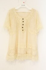 画像1: axes femme / ドットチュールレーススリーブトップス M アイボリー O-26-07-10-055-AX-TO-IG-OS (1)