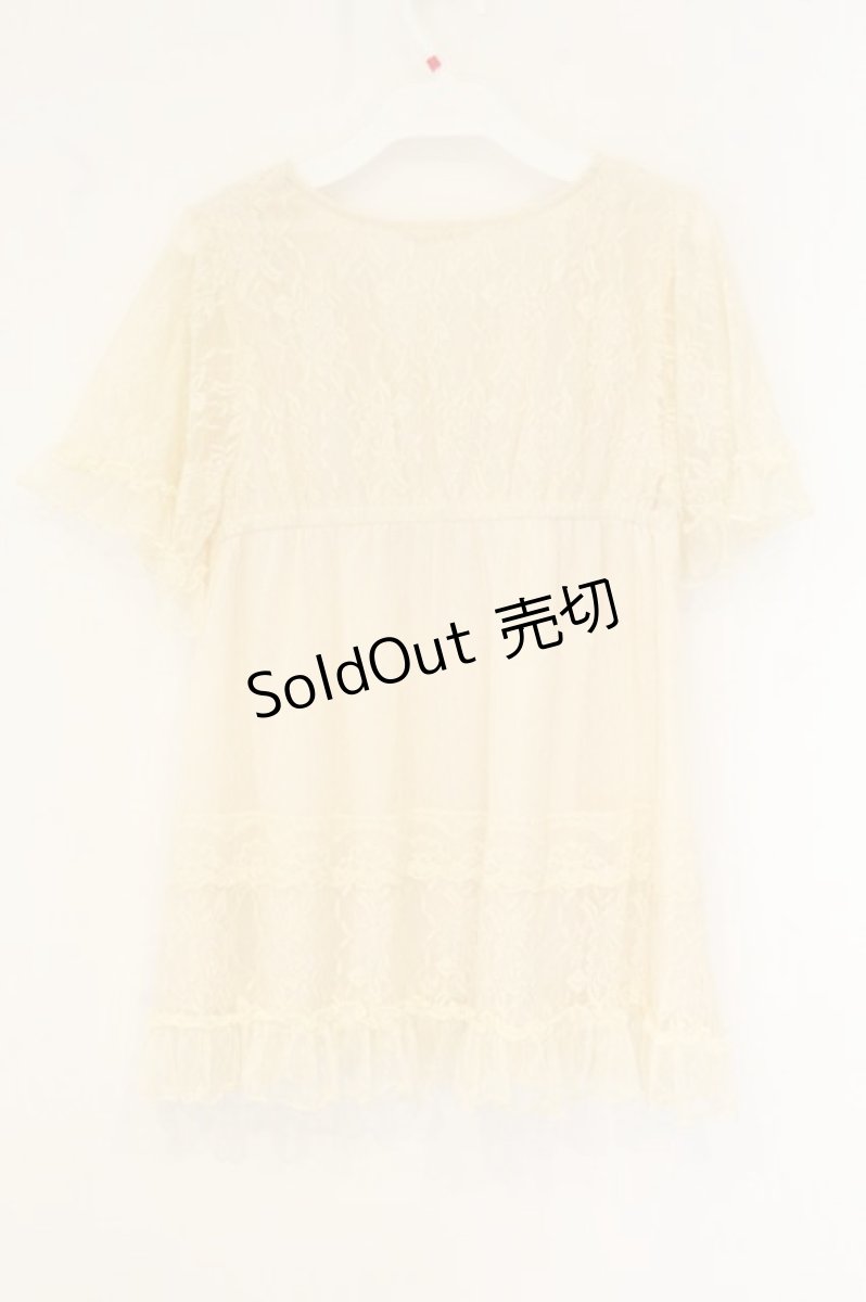 画像3: axes femme / ドットチュールレーススリーブトップス M アイボリー O-26-07-10-055-AX-TO-IG-OS (3)