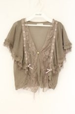 画像1: axes femme / バタフライ袖ニットカーデ M カーキベージュ O-26-07-10-056-AX-TO-IG-OS (1)