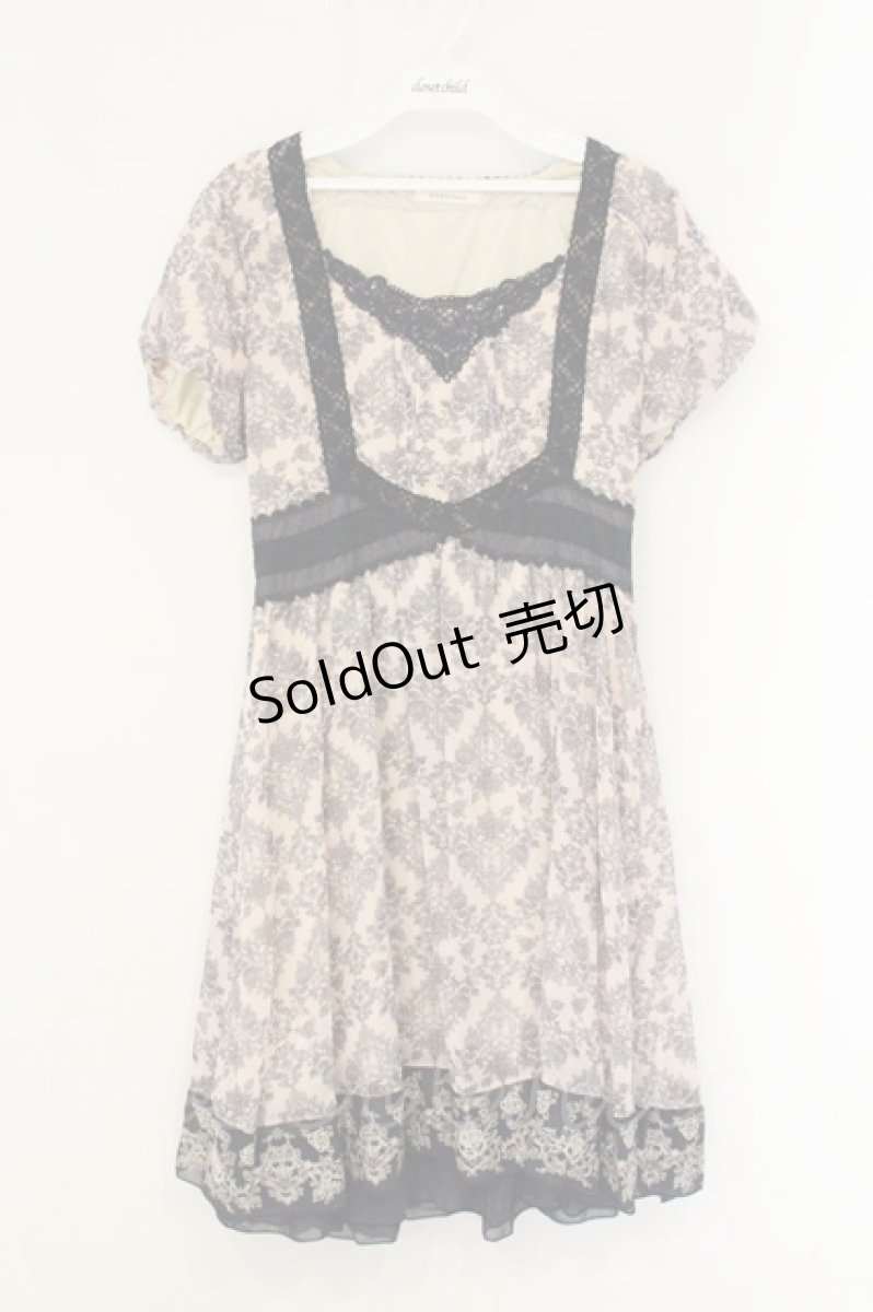 画像1: axes femme / 裾刺繍シフォンワンピース M アイボリー×ネイビー O-26-07-10-007-AX-OP-IG-OS (1)