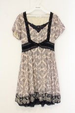 画像1: axes femme / 裾刺繍シフォンワンピース M アイボリー×ネイビー O-26-07-10-007-AX-OP-IG-OS (1)