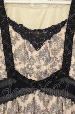 画像2: axes femme / 裾刺繍シフォンワンピース M アイボリー×ネイビー O-26-07-10-007-AX-OP-IG-OS (2)