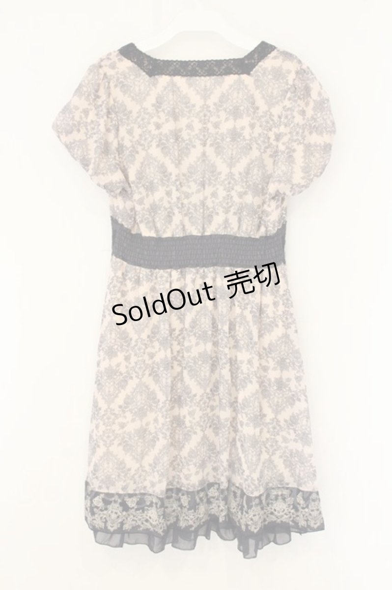 画像3: axes femme / 裾刺繍シフォンワンピース M アイボリー×ネイビー O-26-07-10-007-AX-OP-IG-OS (3)