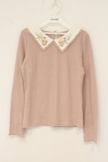 画像1: axes femme POETIQUE / 薔薇刺繍入りブラウス風プルオーバー M ピンク O-26-07-10-083-AX-TO-OW-OS (1)