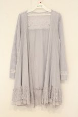 画像1: axes femme / 裾レースカーディガン M ブルーグレー O-26-07-10-096-AX-TO-OW-OS (1)