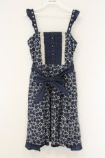 画像1: axes femme / カットワーク刺繍ワンピース M ネイビー O-26-07-10-013-AX-OP-IG-OS (1)