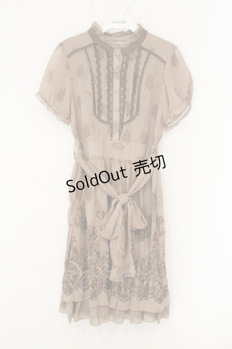 画像1: axes femme / ブロッキングフロッキーワンピース M ブラウン O-26-07-10-002-AX-OP-IG-OS (1)