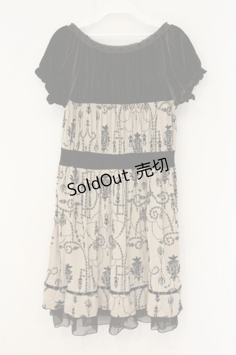 画像3: axes femme / ベロア切替フロッキーワンピース M ブラウン O-26-07-10-014-AX-OP-IG-OS (3)