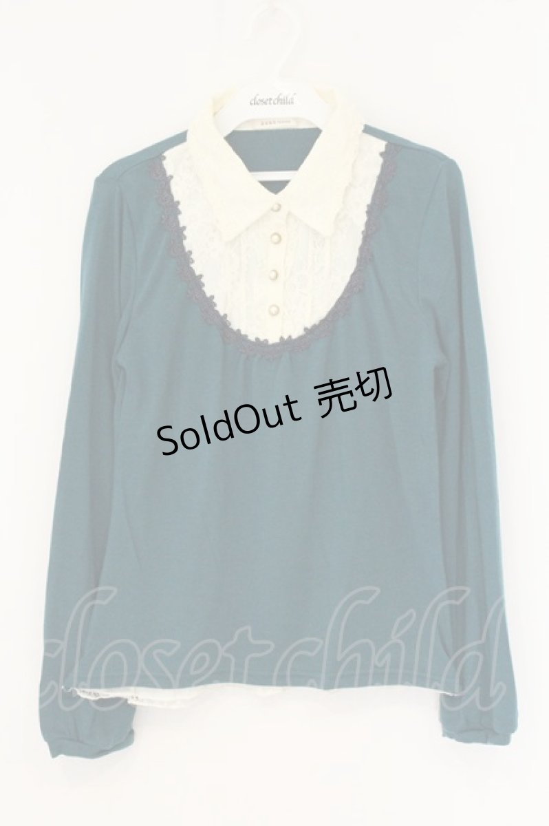 画像1: axes femme / レースヨーク7カットソー M グリーン×オフ O-26-07-10-023-AX-TO-IG-OS (1)