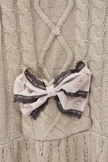 画像2: axes femme / サイドシフォンリボンロングカーディガン  ピンクベージュ O-26-07-10-028-AX-TO-IG-OS (2)