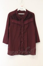 画像1: axes femme / レース切り替えロールアップシャツ M ワイン O-26-07-13-043-AX-BL-OW-OS (1)