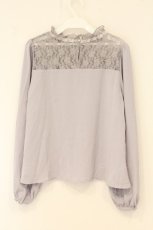 画像3: axes femme / レース切り替え刺繍プルオーバー M ブルーグレー O-26-07-13-051-AX-TO-OW-OS (3)