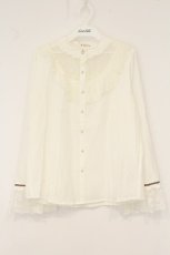 画像1: axes femme / 繊細袖レースとろみブラウス L シロ O-26-07-13-054-AX-BL-OW-OS (1)