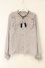 画像1: axes femme / ブローチ付きヴィンテージブラウス M グレー O-26-07-13-062-AX-BL-OW-OS (1)