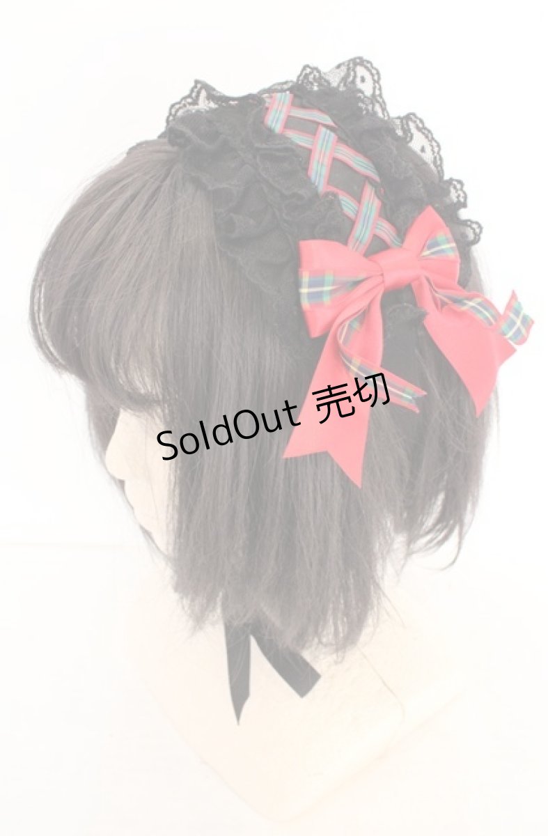 画像1: Angelic Pretty / タータンチェックリボンヘッドドレス  クロ×アカ O-26-07-13-1012-AP-AC-IG-OS (1)