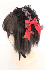 画像1: Angelic Pretty / タータンチェックリボンヘッドドレス  クロ×アカ O-26-07-13-1012-AP-AC-IG-OS (1)