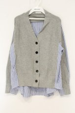 画像1: axes femme / シャツ配色カーディガン M ブルー×グレー O-26-07-13-007-AX-TO-OW-OS (1)