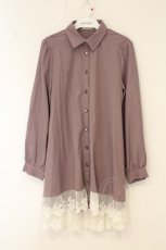 画像1: axes femme / 裾レースシャツチュニック M ピンク O-26-07-13-012-AX-TO-OW-OS (1)