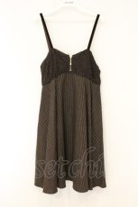 画像1: axes femme / レースビスチェ切替ストライプワンピース M ブラウン O-26-07-13-015-AX-OP-OW-OS (1)