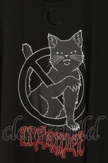 画像2: LISTEN FLAVOR / 夜道に注意！月夜に彷徨う狂気の黒猫 シアー切替トップス  ブラック×レッド O-26-07-14-037-PU-TO-IG-OS (2)