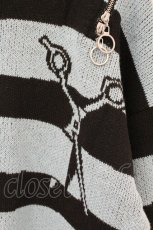 画像2: LISTEN FLAVOR / 切り裂きシザーズボーダーニット  サックス×ブラック O-26-07-14-040-PU-TO-IG-OS (2)
