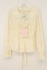 画像1: metamorphose / レース切替丸襟シャーリングブラウス 1 アイボリー O-26-07-14-045-ME-TS-YM-OS (1)