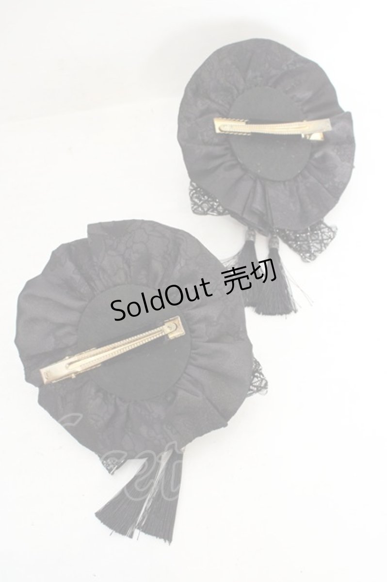 画像2: Hoshibako Works / 藤花集中華風お団子クリップ式ヘッドドレス  クロ O-26-07-14-1034-LO-AC-OW-OS (2)