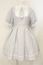 画像1: Amavel / ネクタイ付きワンピース F サックス O-26-07-14-062-CA-OP-OW-OS (1)