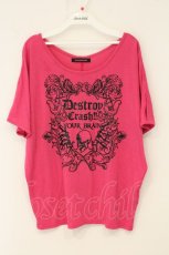 画像1: ALGONQUINS / スカルプリントドルマンTシャツ F ピンク O-26-07-14-078-AL-TO-OW-OS (1)