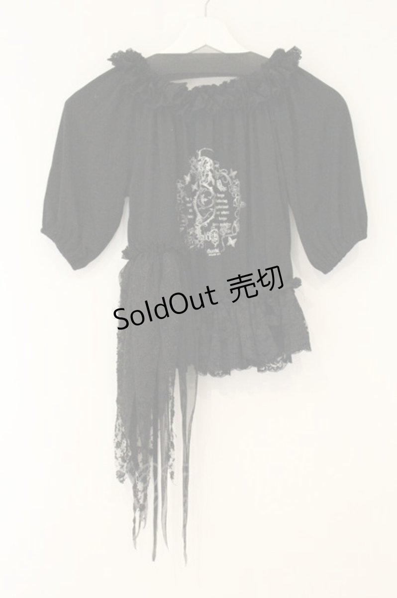 画像1: h.naoto Blood / アシメショートトップス  ブラック O-26-07-14-080-HN-TO-OW-OS (1)
