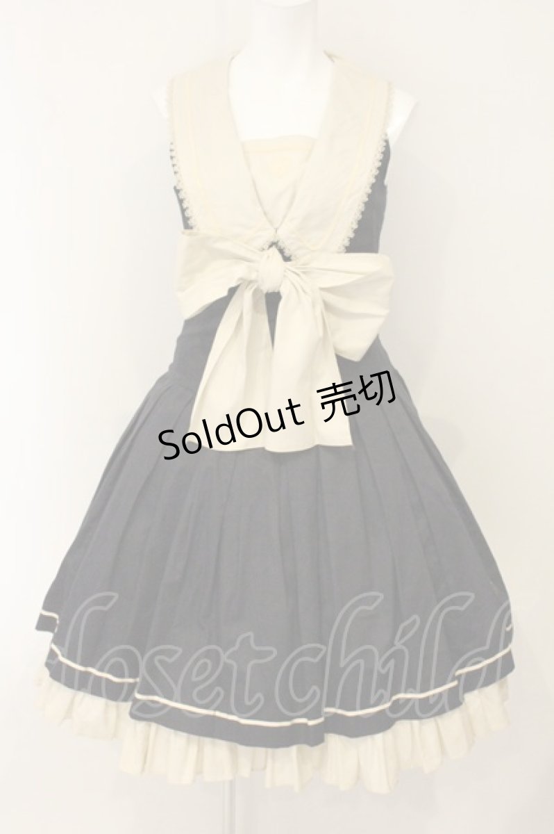 画像1: Victorian maiden / ブリティッシュマリンリボンドレス  ネイビー×シナモン O-26-07-14-082-CL-OP-IG-OS (1)