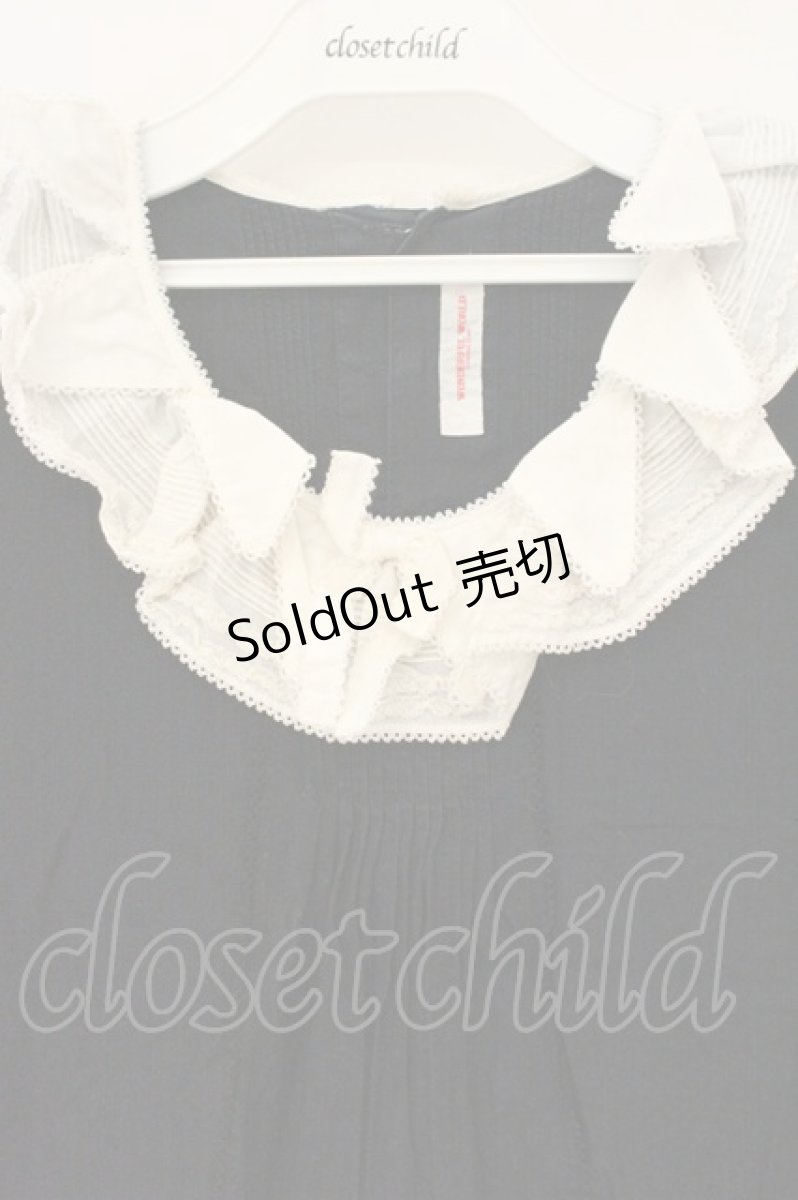 画像2: WONDERFUL WORLD / 三角モチーフ使い襟付きワンピース  ネイビー O-26-07-14-095-LO-OP-OW-OS (2)