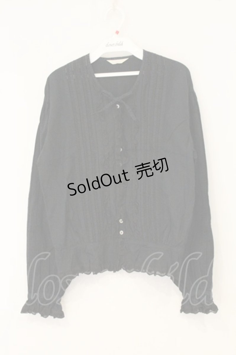 画像1: PINK HOUSE / 多種レース使いピンタックブラウス  クロ O-26-07-14-096-LO-BL-OW-OS (1)