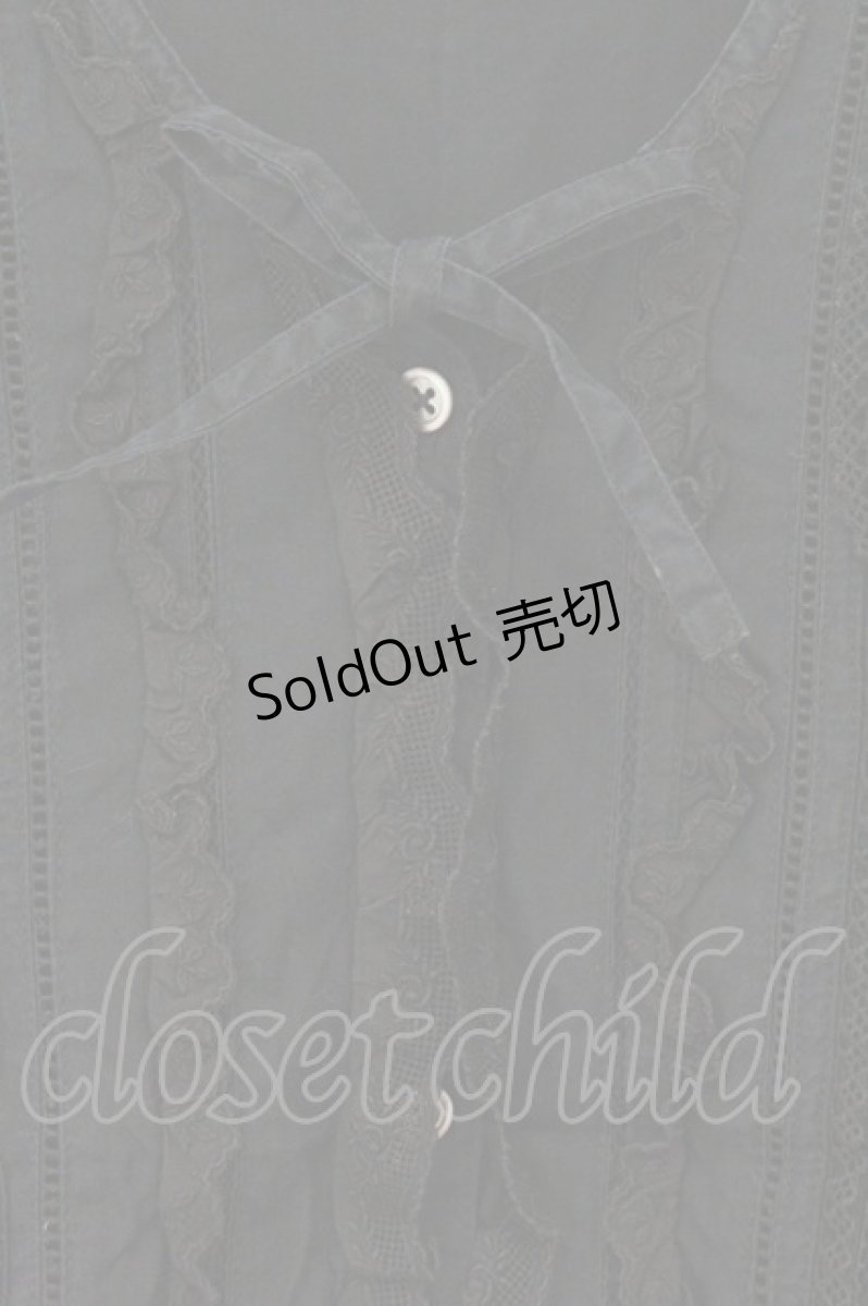 画像2: PINK HOUSE / 多種レース使いピンタックブラウス  クロ O-26-07-14-096-LO-BL-OW-OS (2)