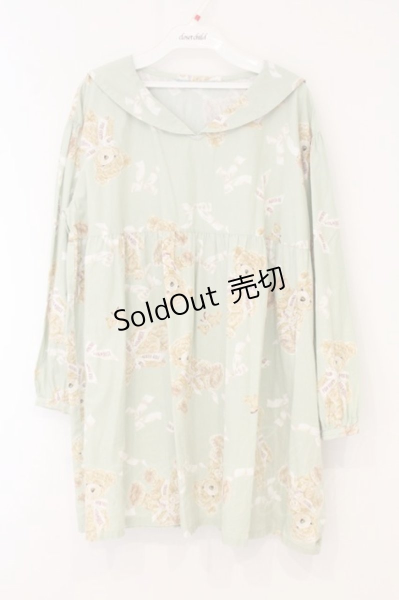 画像1: PINK HOUSE / リボンテディちゃんのセーラーカラーチュニック  薄荷 O-26-07-14-002-LO-TO-IG-OS (1)