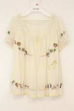 画像1: Franche Lippee / スモック刺繍ブラウス  オフシロ×マルチ O-26-07-14-014-LO-BL-IG-OS (1)