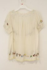 画像4: Franche Lippee / スモック刺繍ブラウス  オフシロ×マルチ O-26-07-14-014-LO-BL-IG-OS (4)