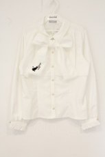 画像1: axes femme POETIQUE / ネコ×音符刺繍ブラウス M シロ O-26-07-15-048-AX-BL-OW-OS (1)