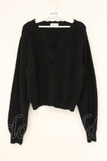 画像1: m petit by misako / ローズ刺繍ニットカーディガン LL クロ O-26-07-15-081-LO-TO-IG-OS (1)