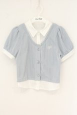 画像1: evelyn / シャツドッキングトップス  サックス×シロ O-26-07-15-083-LO-TO-IG-OS (1)