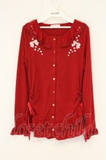 画像1: TRALALA / 刺繍入りカットカーディガン  アカ O-26-07-15-108-LO-TO-IG-OS (1)