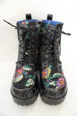 画像2: YOSUKE / 厚底レースアップブーツ【和柄】 26.0cm ブラック×マルチ O-26-07-16-033-PU-SH-OW-OS (2)