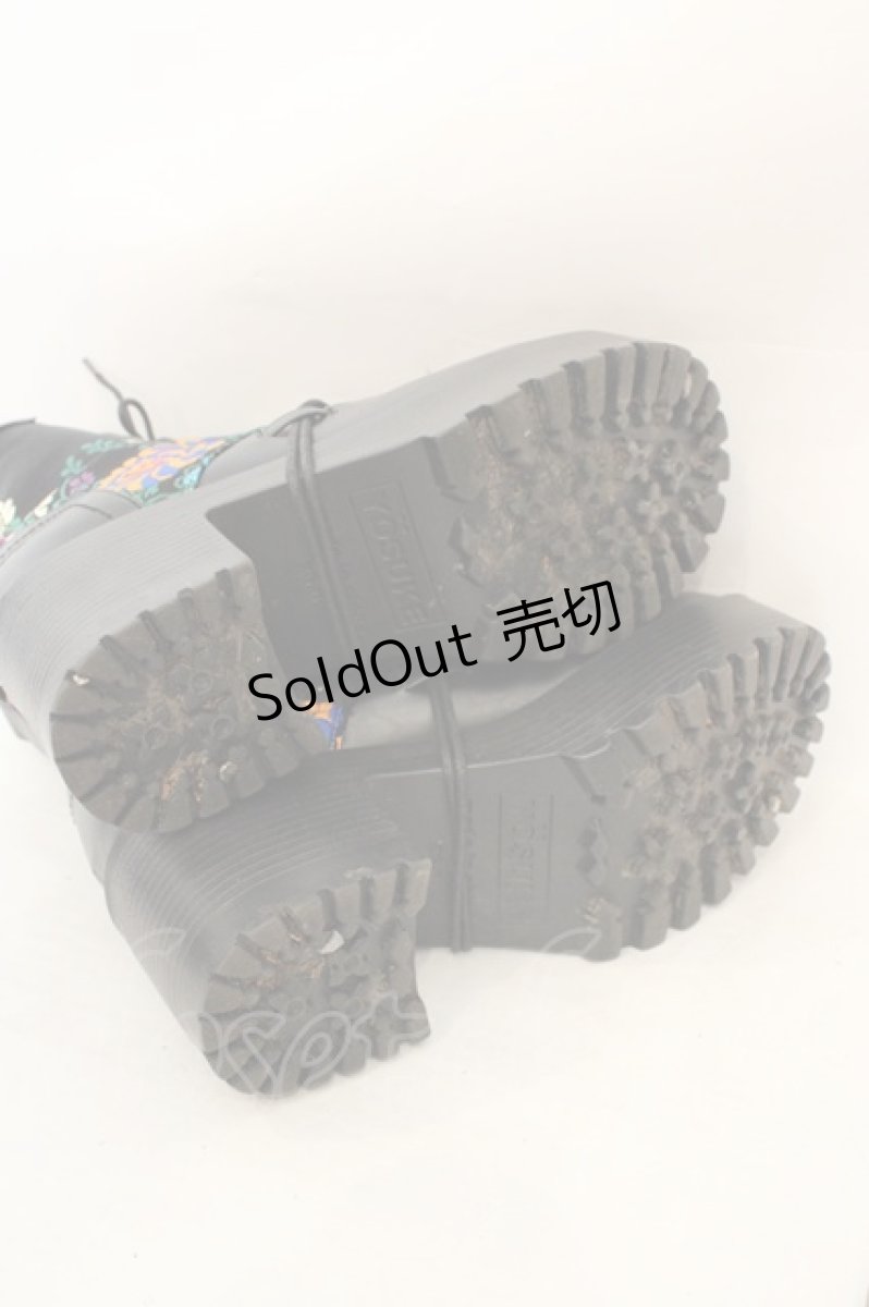 画像4: YOSUKE / 厚底レースアップブーツ【和柄】 26.0cm ブラック×マルチ O-26-07-16-033-PU-SH-OW-ZTK014 (4)