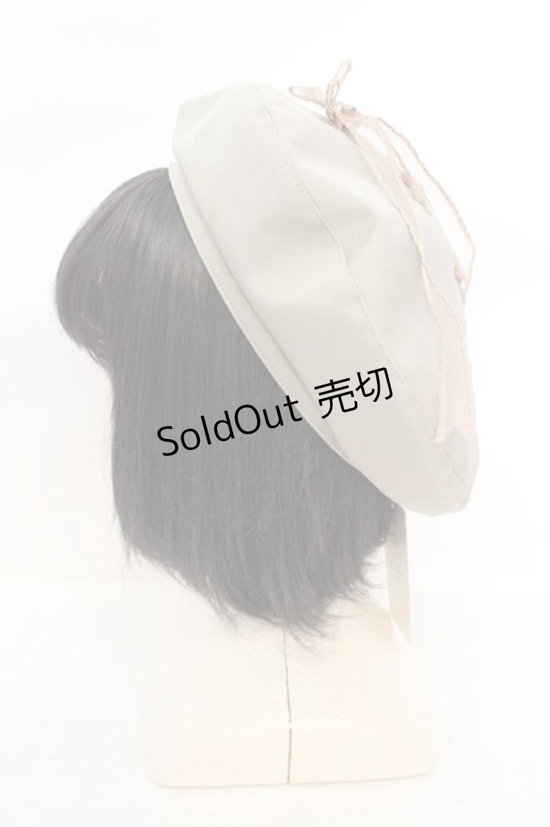 画像2: axes femme POETIQUE / レースアップリボンベレー帽 57.5cm ベージュ O-26-07-16-061-AX-AC-IG-ZT727 (2)